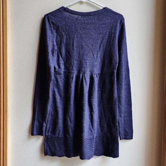 Daisy Fuentes Long Sleeve Navy Blue Scoop Neck Baby Doll Sweater Size Large - Picture 14 of 16